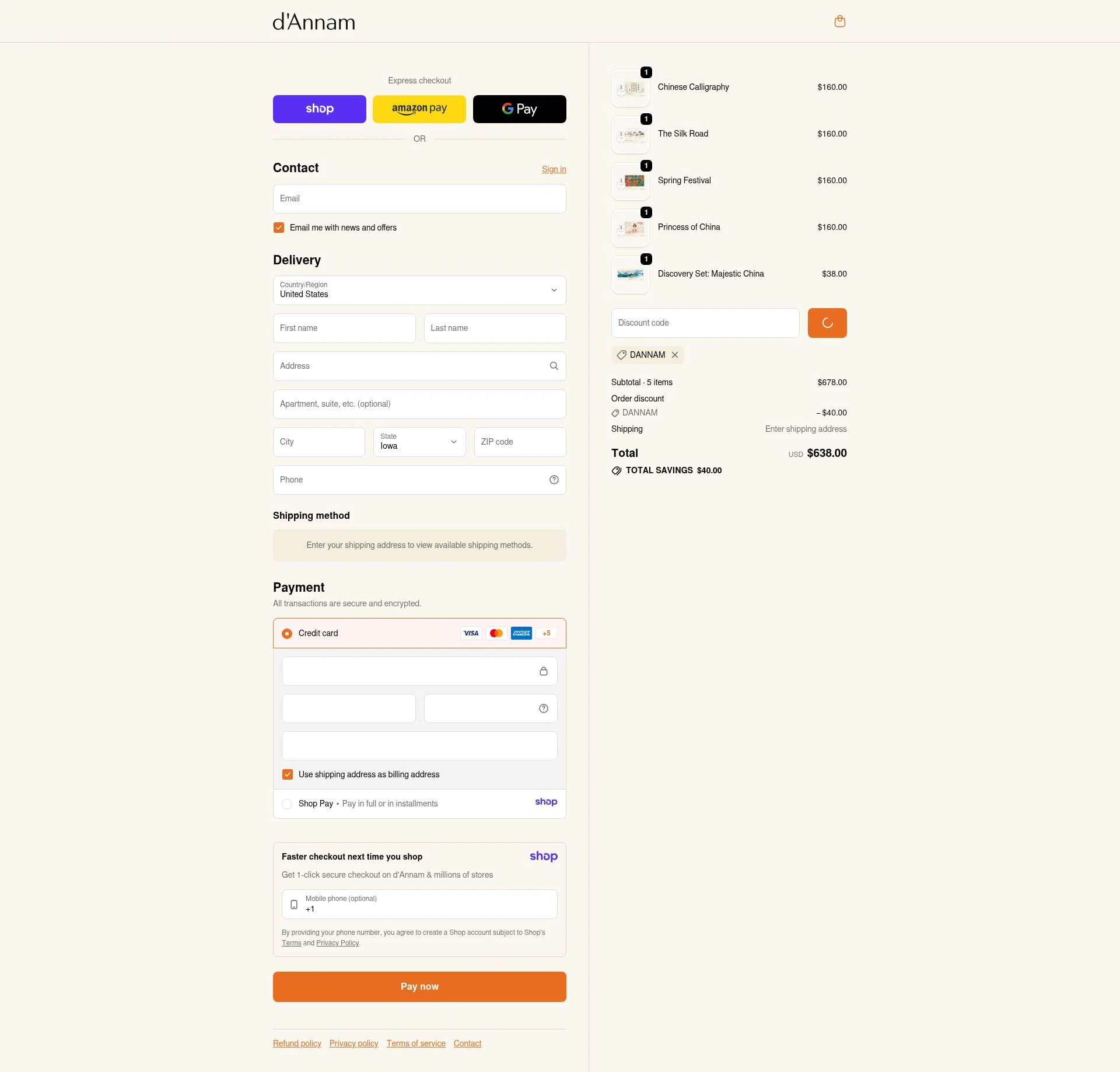 d'Annam checkout page showing d'Annam discount code box | Screenshot taken by SimplyCodes community member on Jan 8, 2026