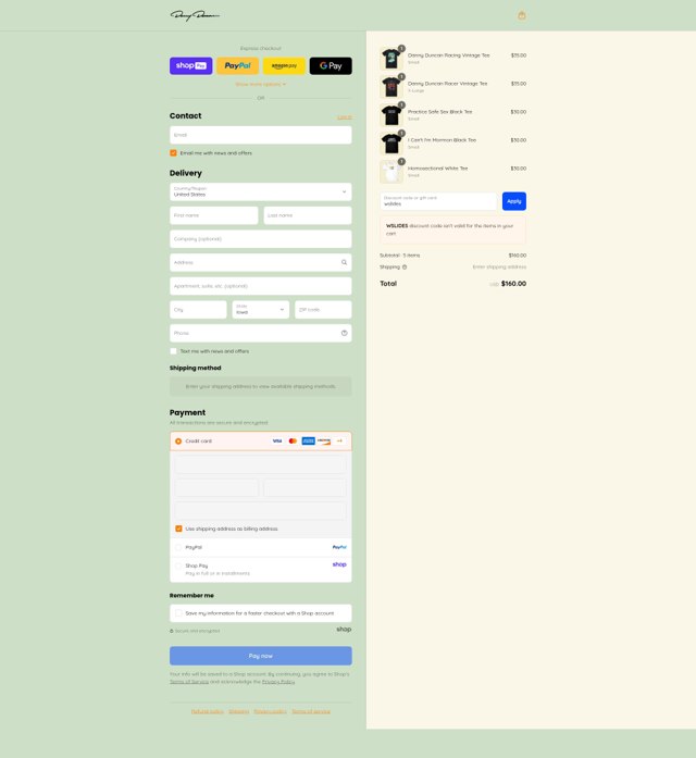 Danny Duncan checkout page showing Danny Duncan discount code box | Screenshot taken by SimplyCodes community member on Aug 22, 2025