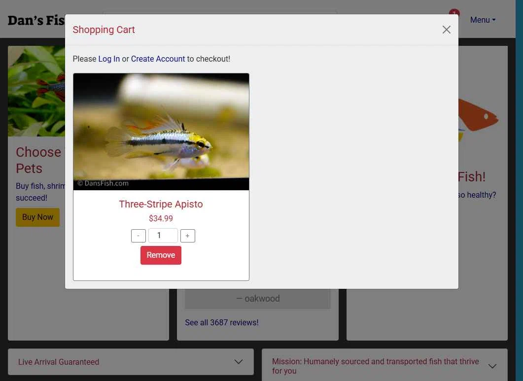 Dan's Fish checkout page showing Dan's Fish promo code box | Screenshot taken by SimplyCodes community member on Jul 3, 2025
