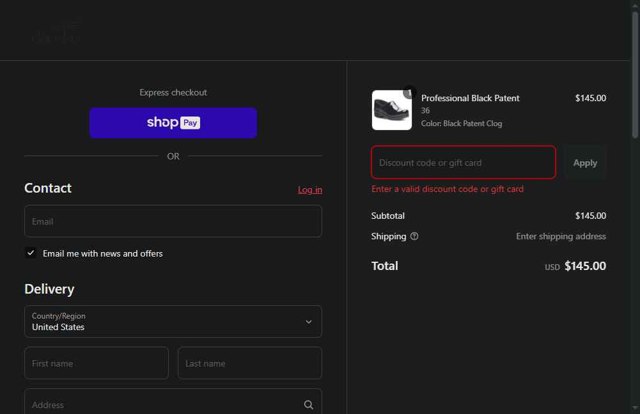 Dansko checkout page showing Dansko discount code box | Screenshot taken by SimplyCodes community member on Aug 23, 2025