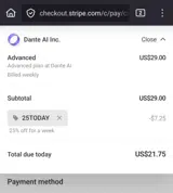 25TODAY coupon verification screenshot