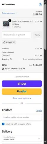darkFlash coupon verification screenshot