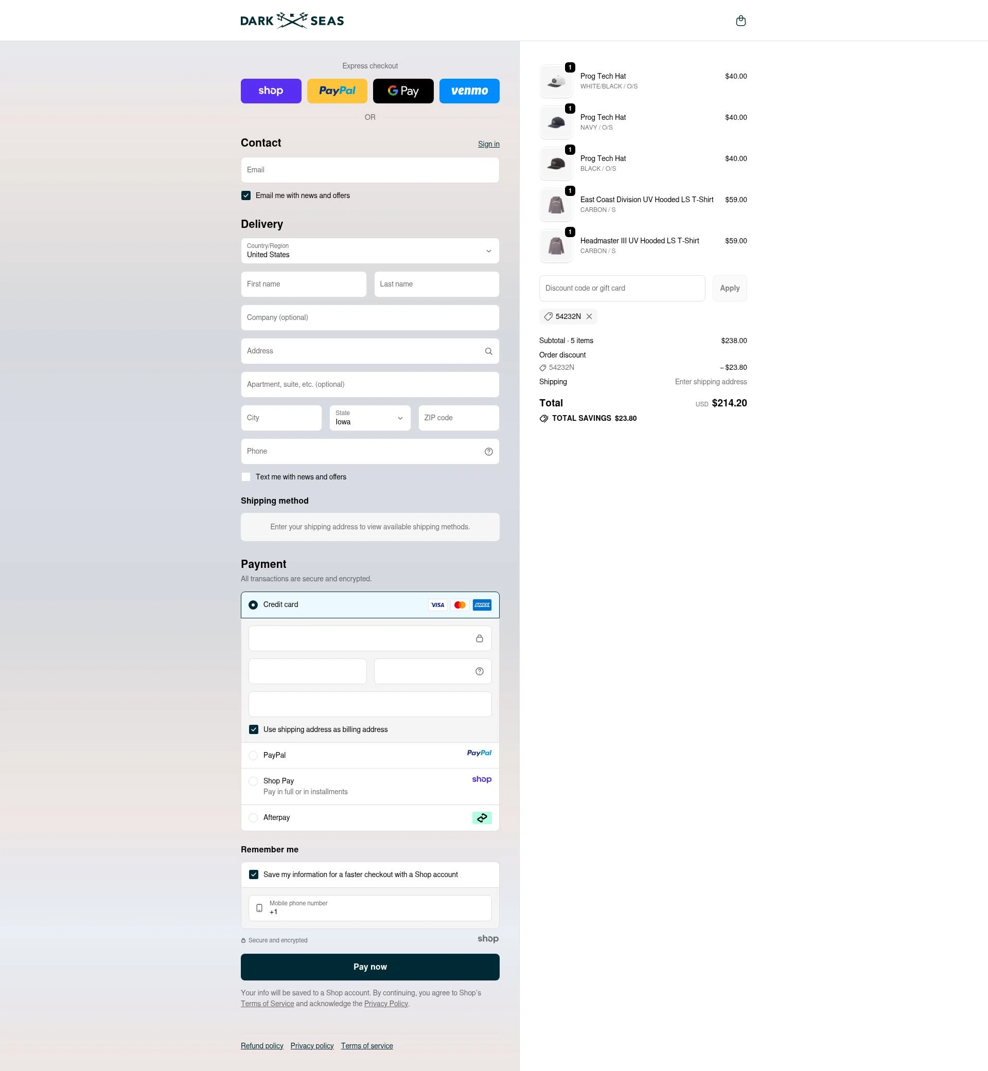 Dark Seas Division checkout page showing Dark Seas Division promo code box | Screenshot taken by SimplyCodes community member on Oct 7, 2025