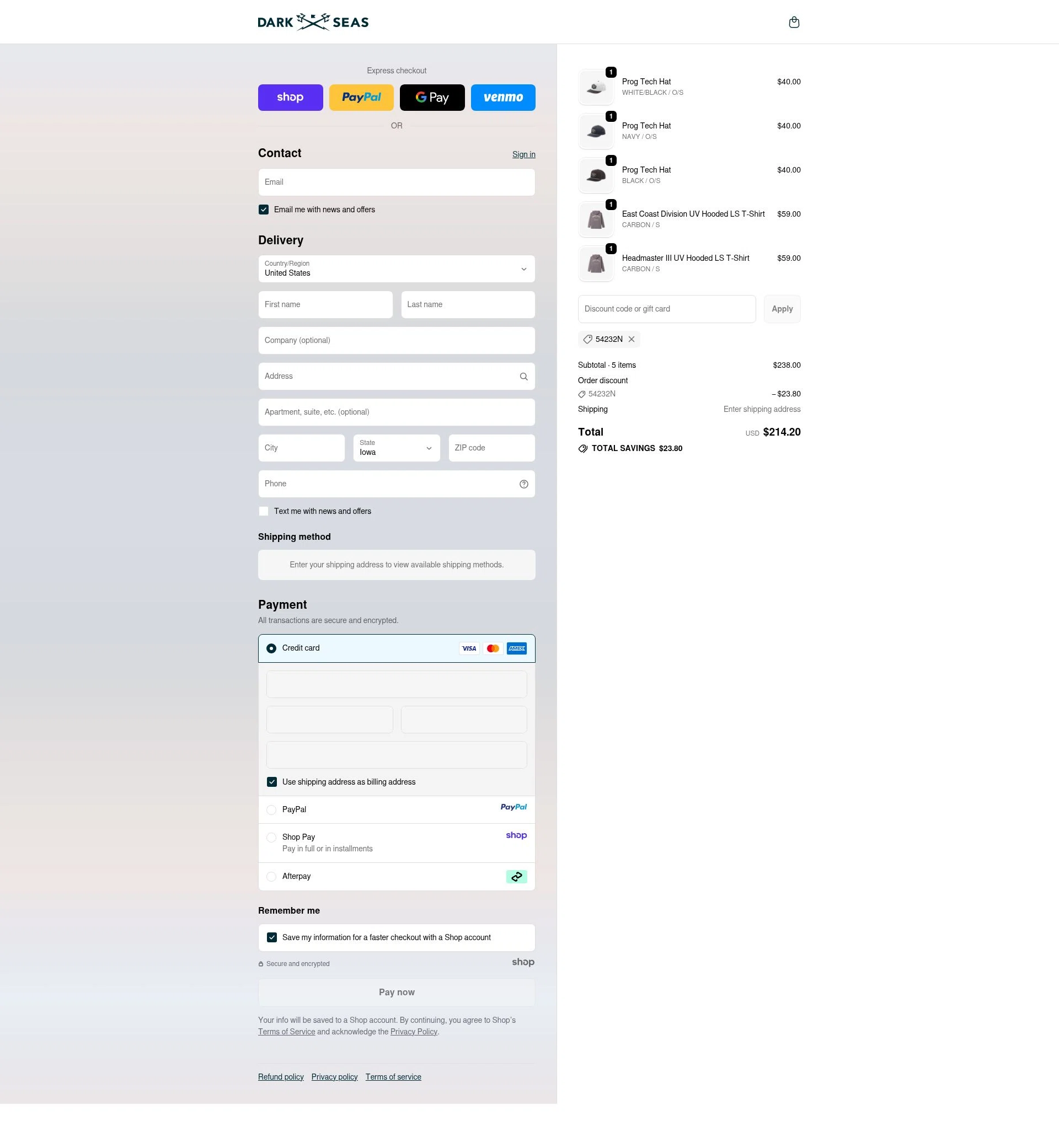 Dark Seas Division checkout page showing Dark Seas Division promo code box | Screenshot taken by SimplyCodes community member on Oct 15, 2025