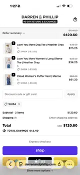 SHIBA coupon verification screenshot