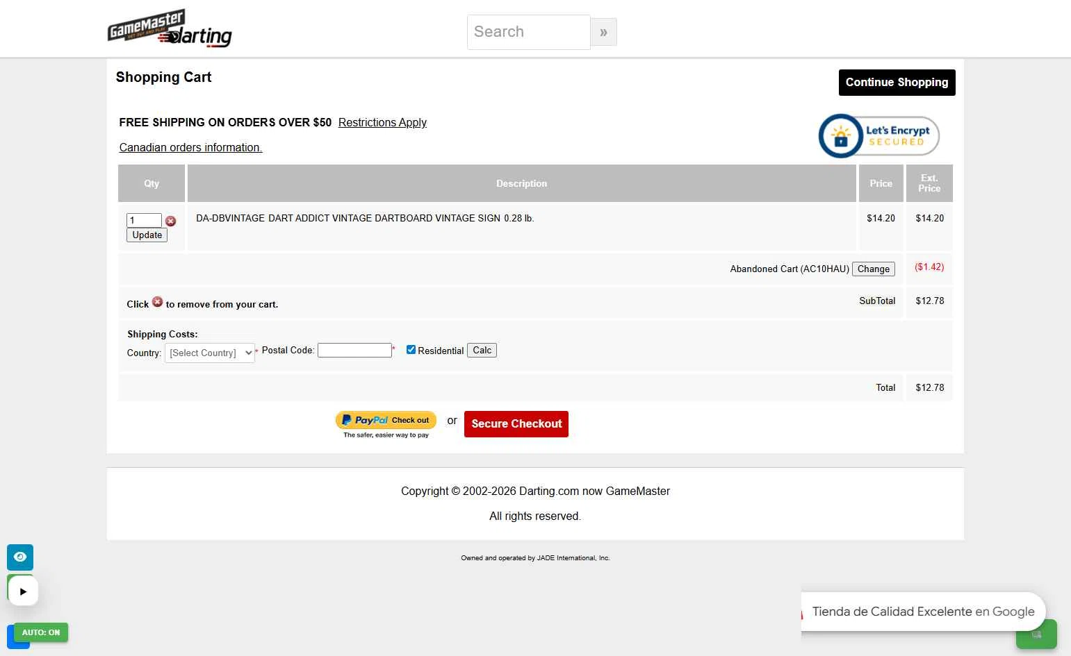 Darting.com checkout page showing Darting.com coupon code box | Screenshot taken by SimplyCodes community member on Feb 7, 2026