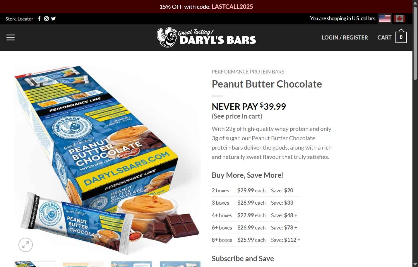 Daryl's Bars checkout page showing Daryl's Bars coupon code box | Screenshot taken by SimplyCodes community member on Dec 22, 2025