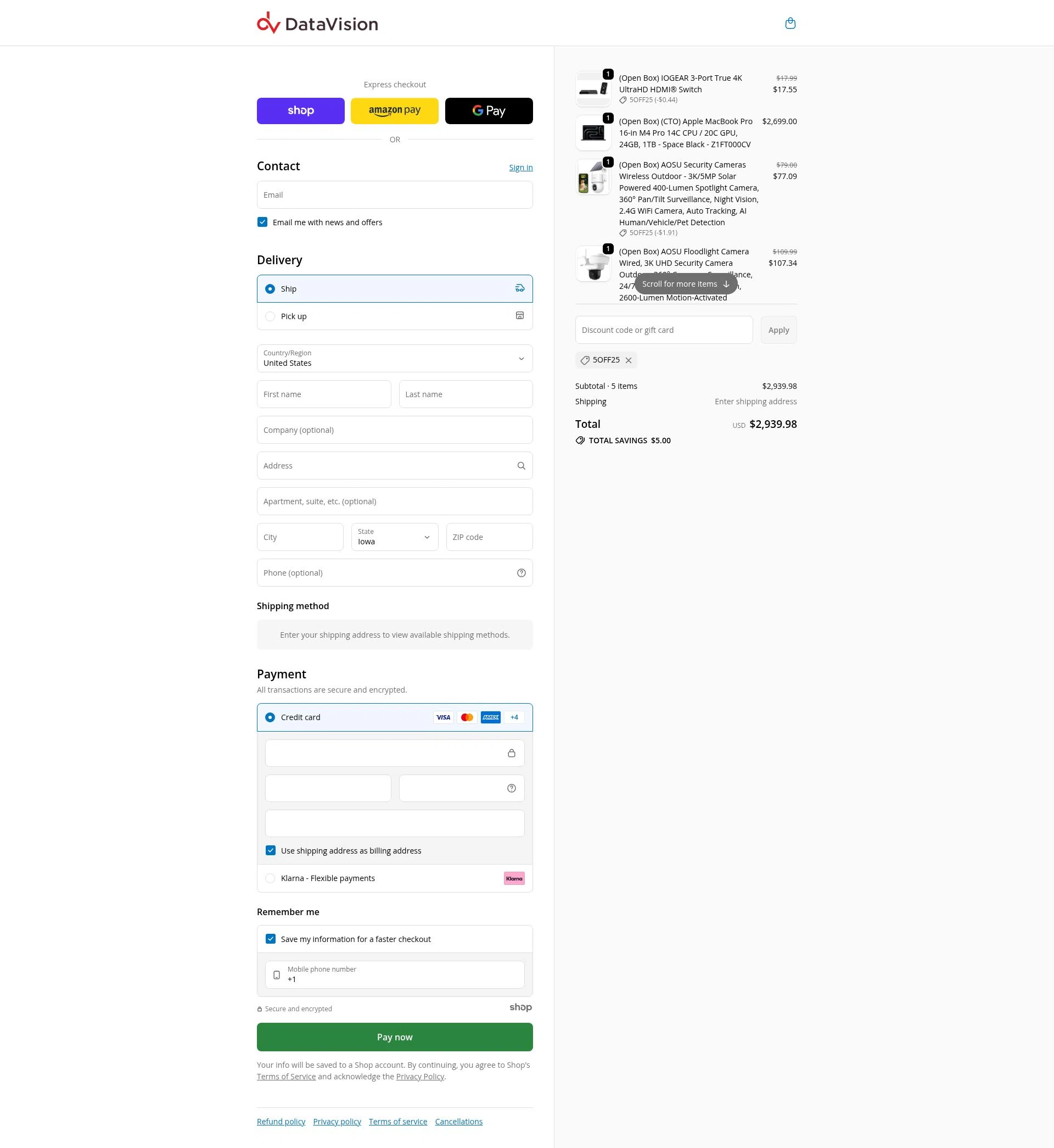 DataVision checkout page showing DataVision coupon code box | Screenshot taken by SimplyCodes community member on Dec 13, 2025