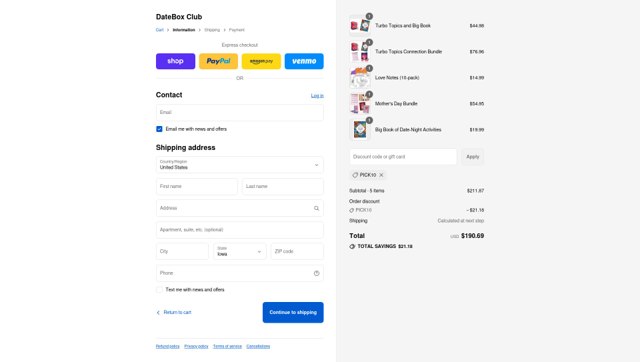 DateBox Club checkout page showing DateBox Club discount code box | Screenshot taken by SimplyCodes community member on Sep 6, 2025