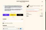 Dave Matthews Band coupon verification screenshot