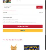 Dave Matthews Band coupon verification screenshot