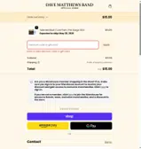 Dave Matthews Band coupon verification screenshot