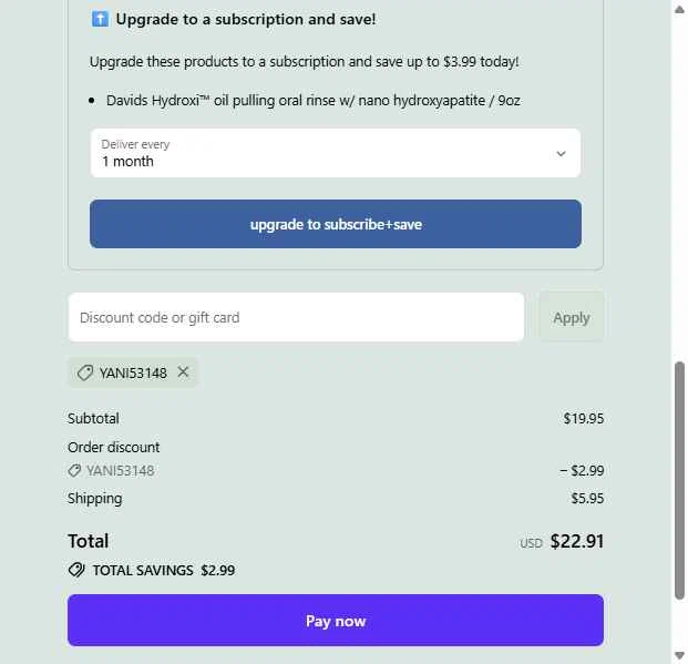 David USA checkout page showing David USA promo code box | Screenshot taken by SimplyCodes community member on Jan 5, 2026