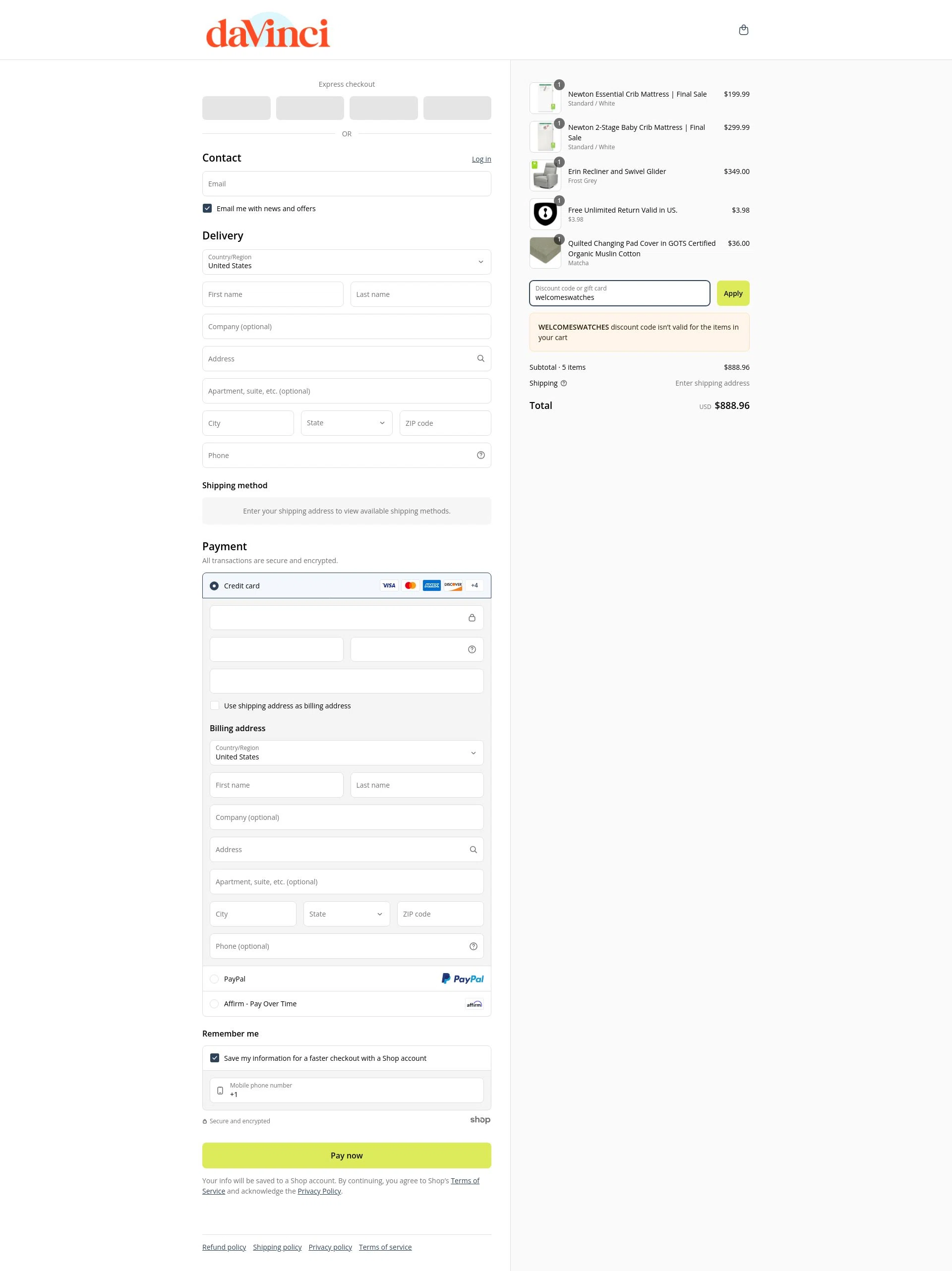 DaVinci checkout page showing DaVinci promo code box | Screenshot taken by SimplyCodes community member on Apr 23, 2025