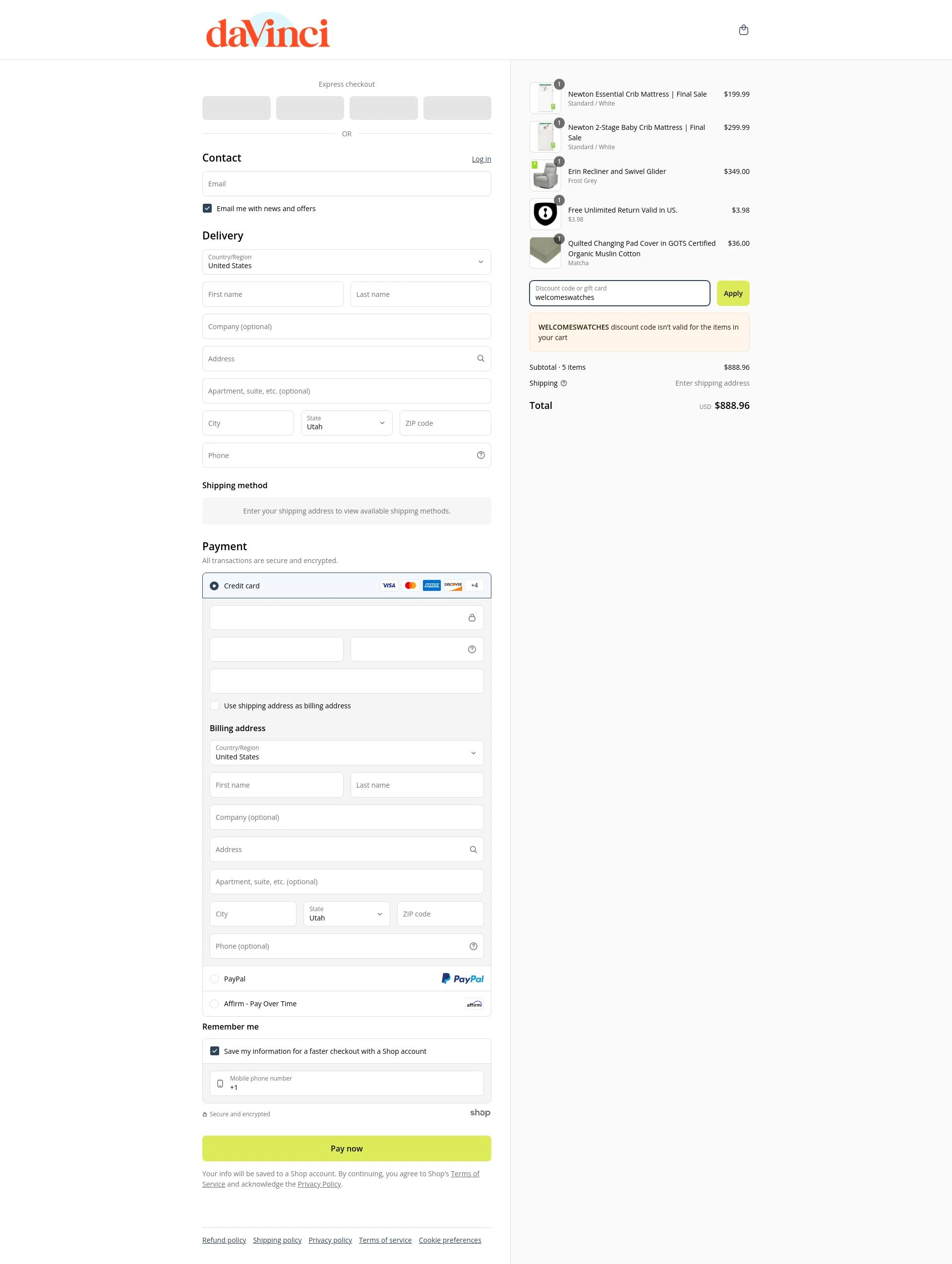 DaVinci checkout page showing DaVinci promo code box | Screenshot taken by SimplyCodes community member on May 20, 2025