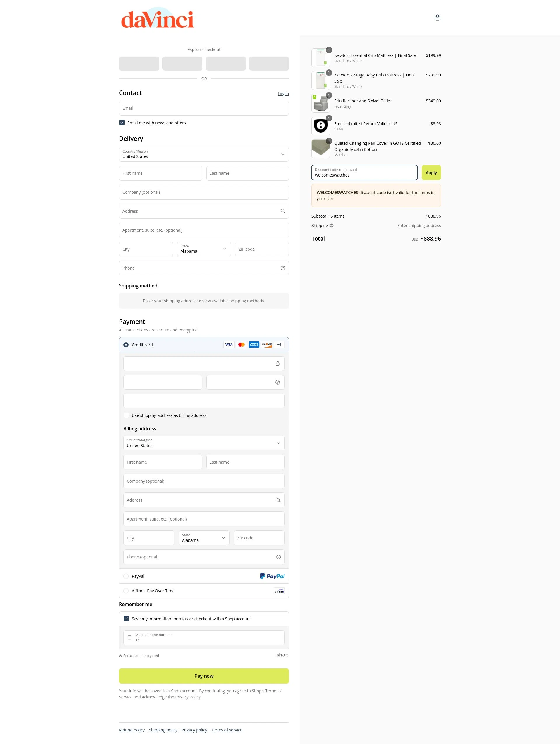 DaVinci checkout page showing DaVinci promo code box | Screenshot taken by SimplyCodes community member on May 1, 2025