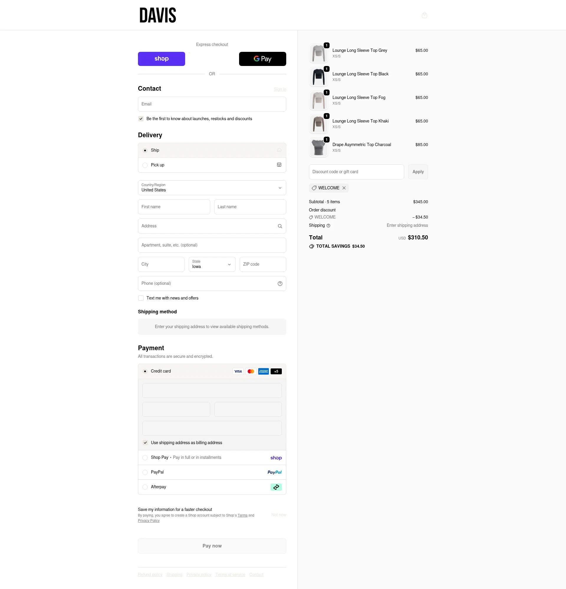 Davis Active checkout page showing Davis Active discount code box | Screenshot taken by SimplyCodes community member on Feb 18, 2026