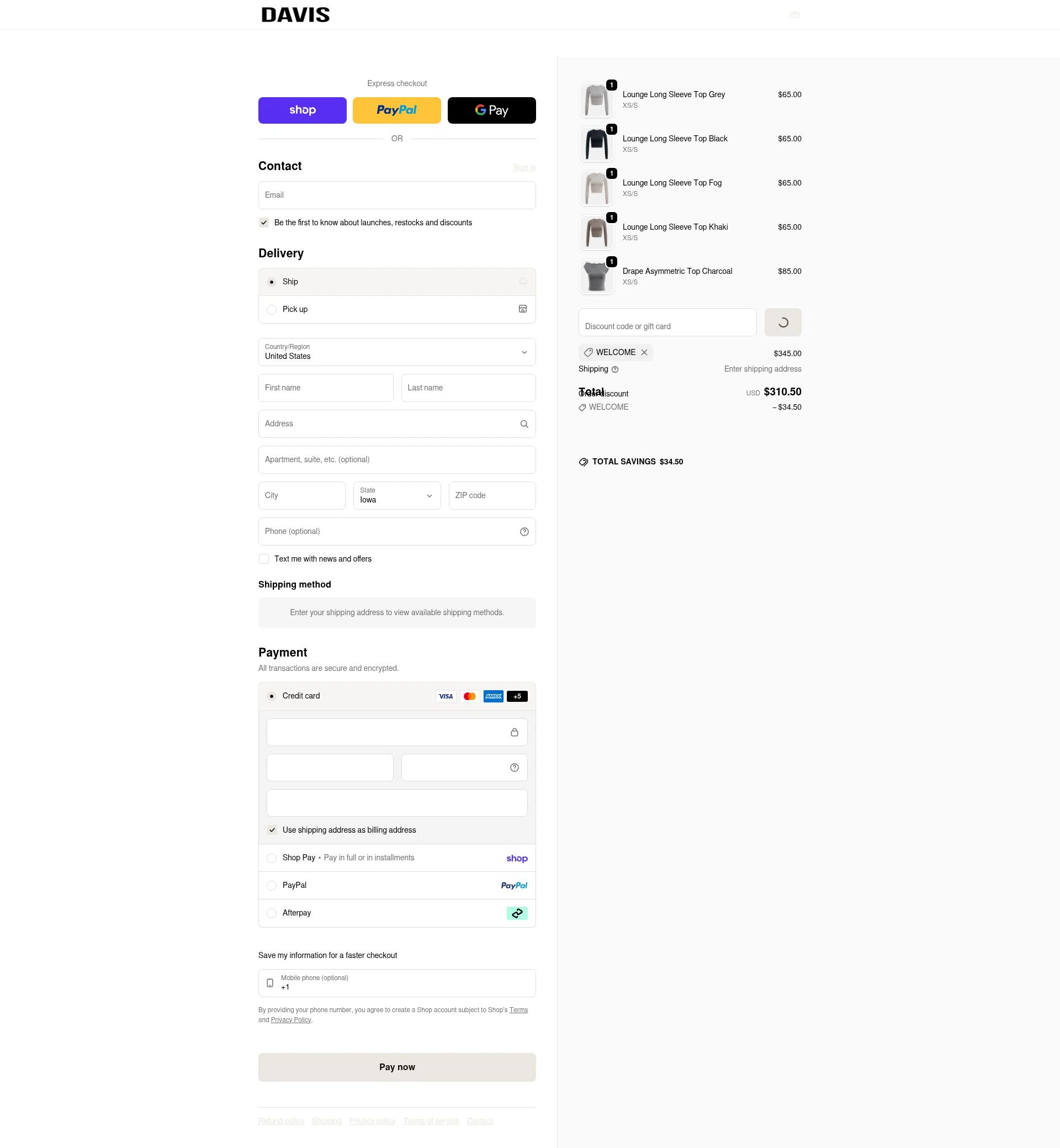 Davis Active checkout page showing Davis Active discount code box | Screenshot taken by SimplyCodes community member on Feb 5, 2026