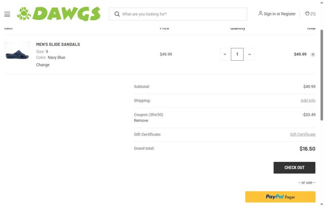 DAWGS checkout page showing DAWGS coupon code box | Screenshot taken by SimplyCodes community member on Aug 22, 2025