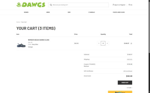 DAWGS checkout page showing DAWGS coupon code box | Screenshot taken by SimplyCodes community member on Aug 27, 2025