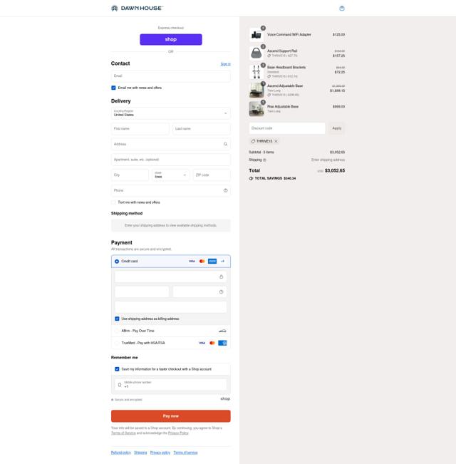 Dawn House Bed checkout page showing Dawn House Bed promo code box | Screenshot taken by SimplyCodes community member on Sep 12, 2025