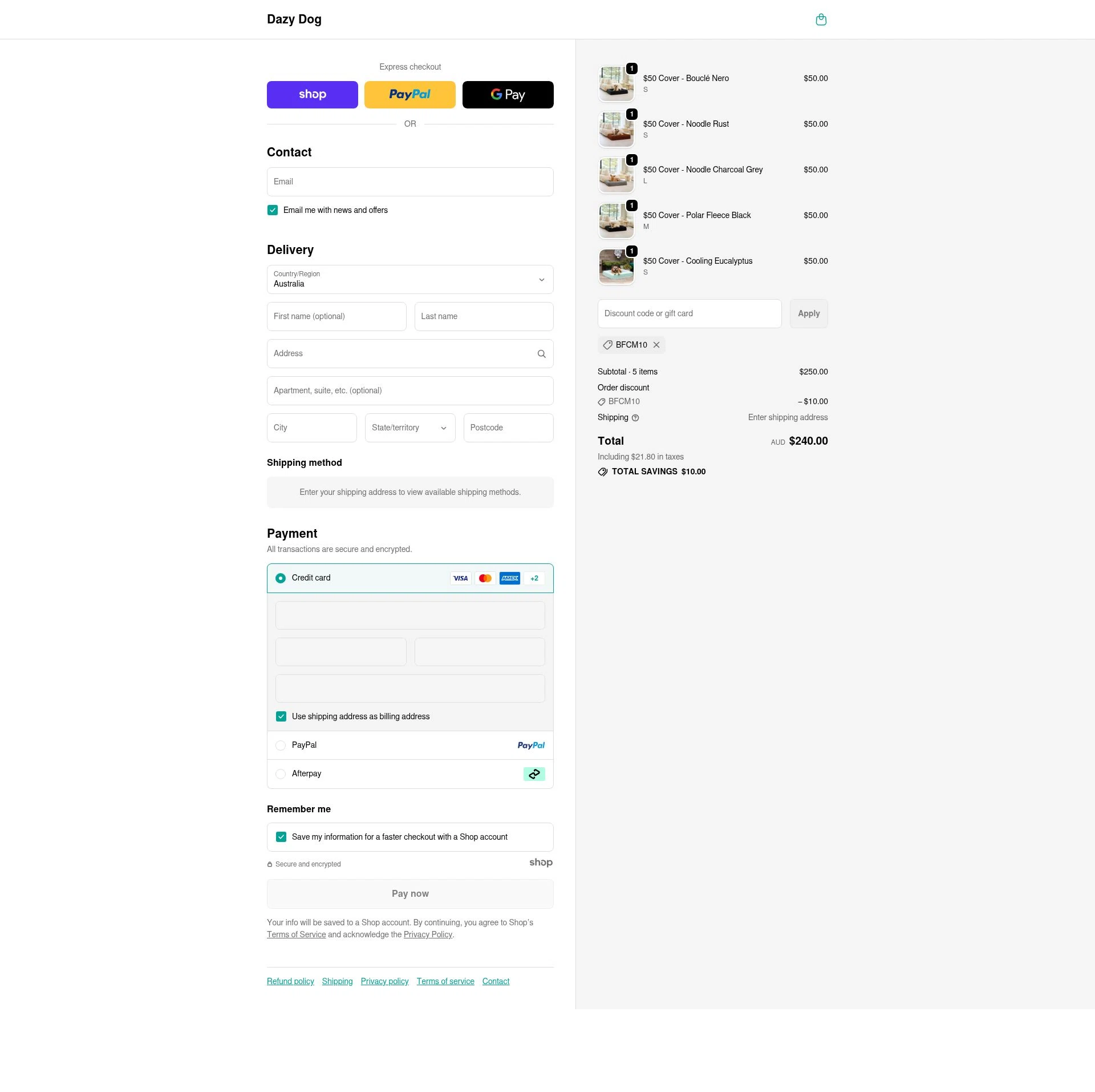 Dazy Dog checkout page showing Dazy Dog discount code box | Screenshot taken by SimplyCodes community member on Dec 3, 2025