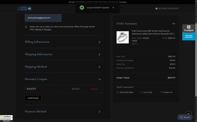 Dazzling Rock checkout page showing Dazzling Rock promo code box | Screenshot taken by SimplyCodes community member on May 20, 2025