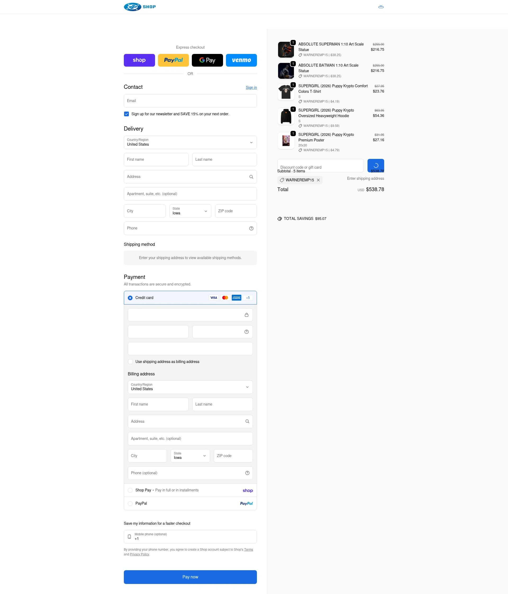 DC checkout page showing DC discount code box | Screenshot taken by SimplyCodes community member on Feb 20, 2026