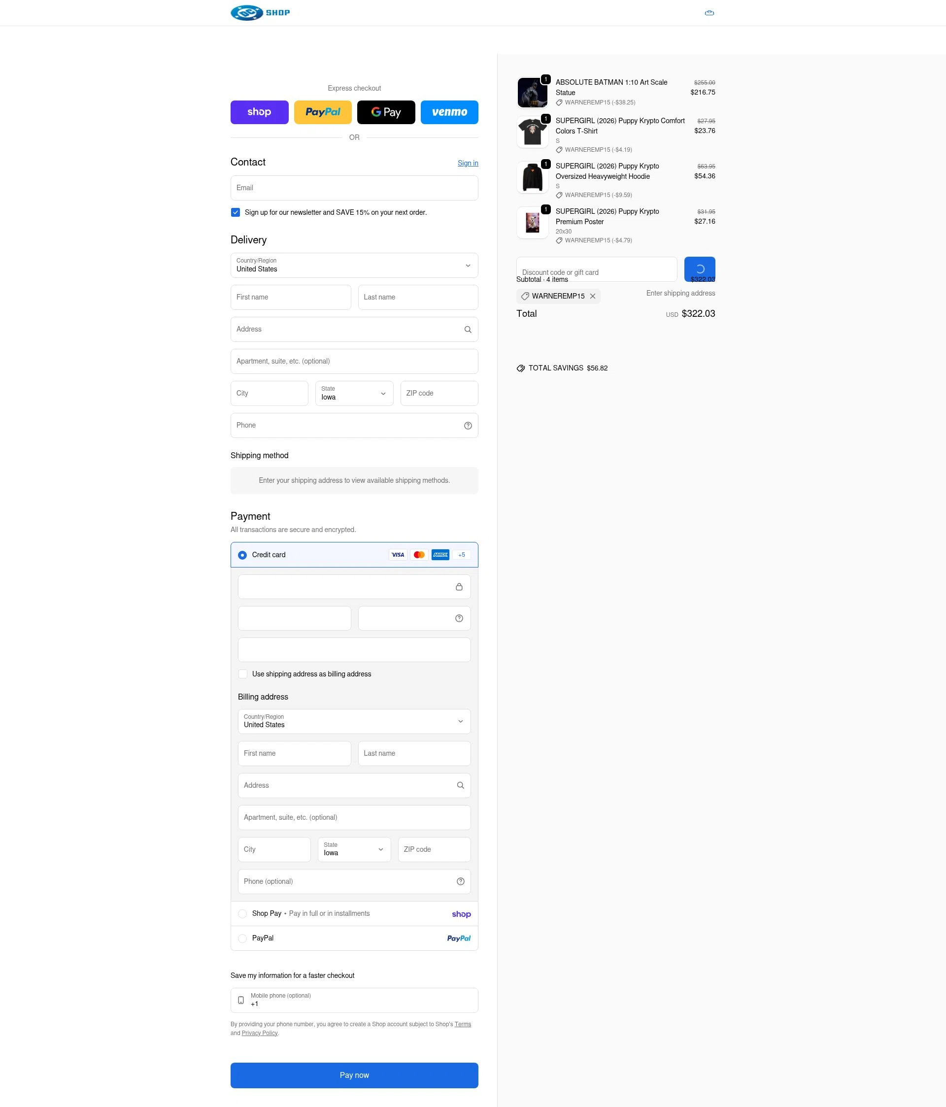 DC checkout page showing DC discount code box | Screenshot taken by SimplyCodes community member on Feb 25, 2026