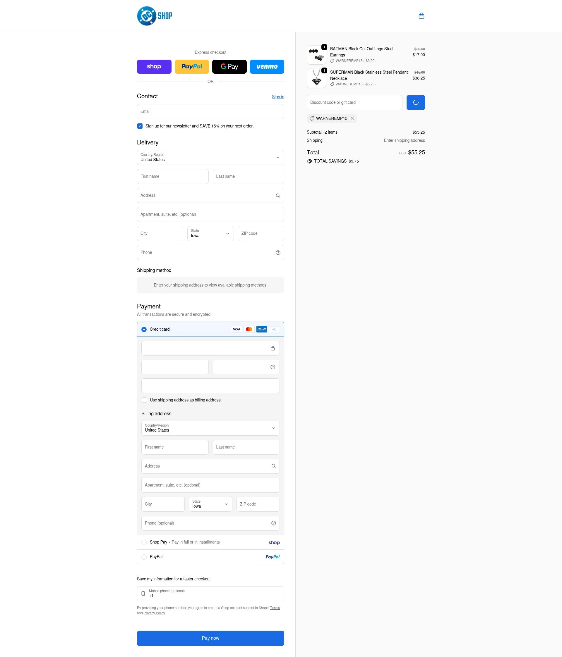 DC checkout page showing DC discount code box | Screenshot taken by SimplyCodes community member on Feb 11, 2026