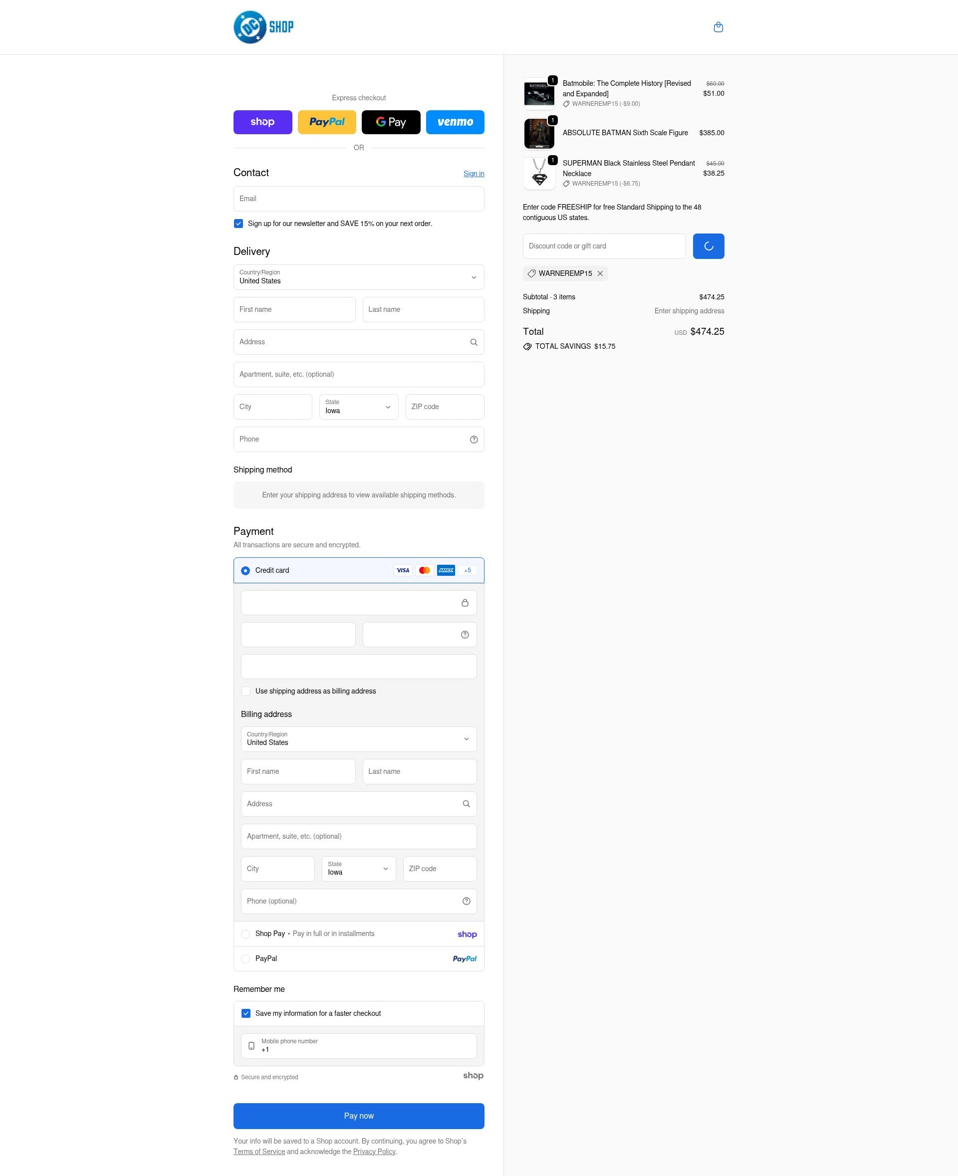 DC checkout page showing DC discount code box | Screenshot taken by SimplyCodes community member on Jan 29, 2026