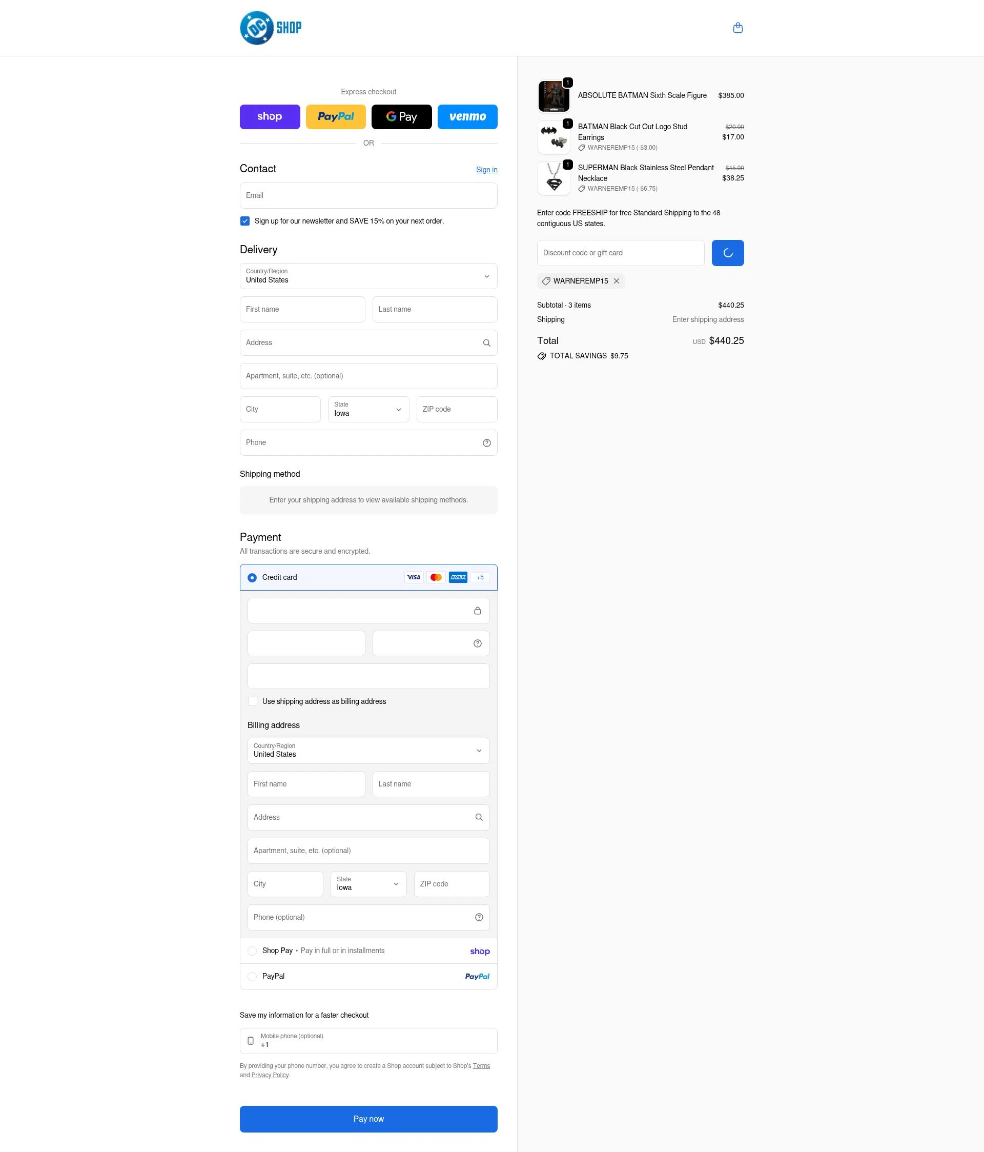 DC checkout page showing DC discount code box | Screenshot taken by SimplyCodes community member on Feb 3, 2026