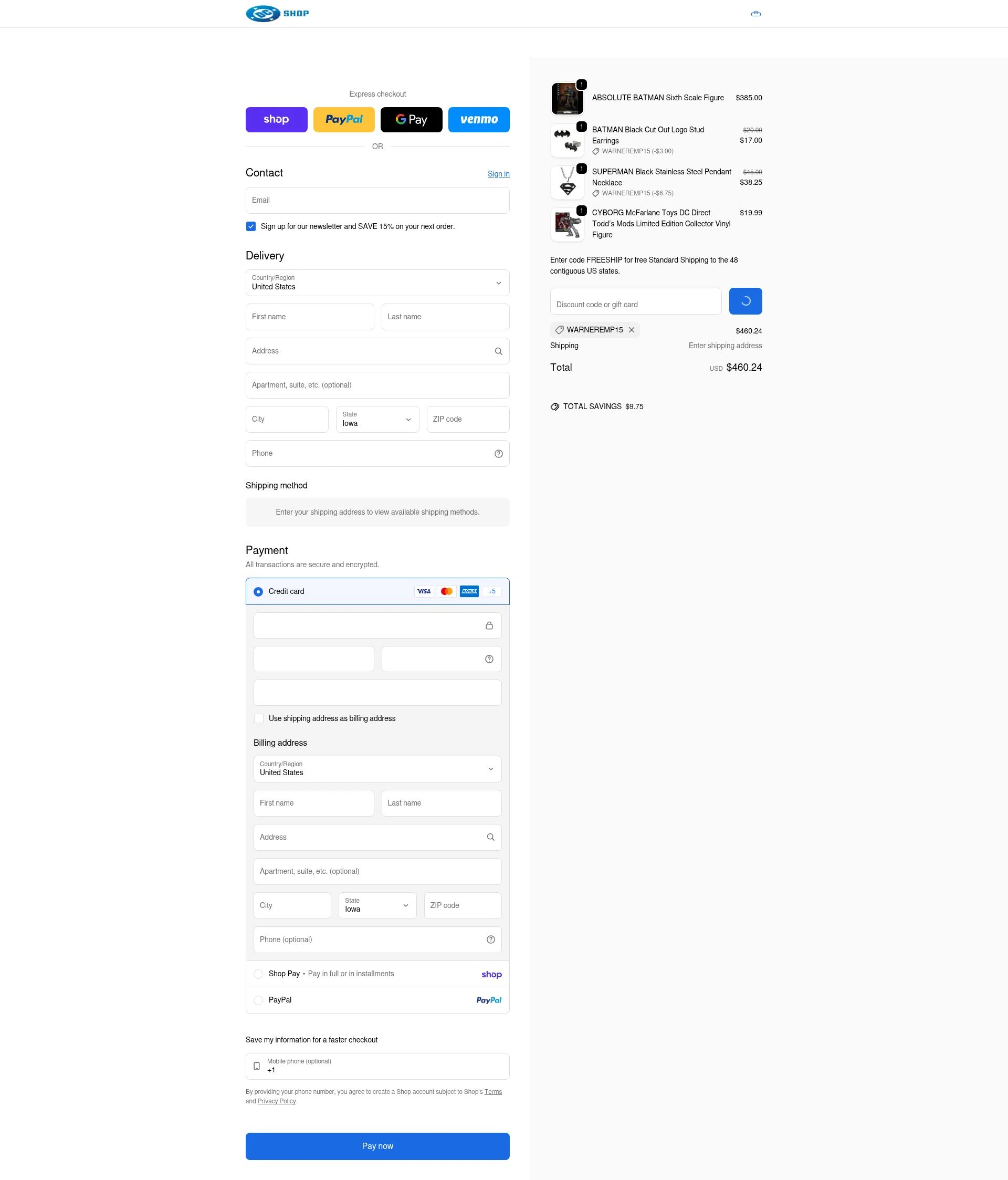 DC Shop checkout page showing DC Shop discount code box | Screenshot taken by SimplyCodes community member on Feb 3, 2026