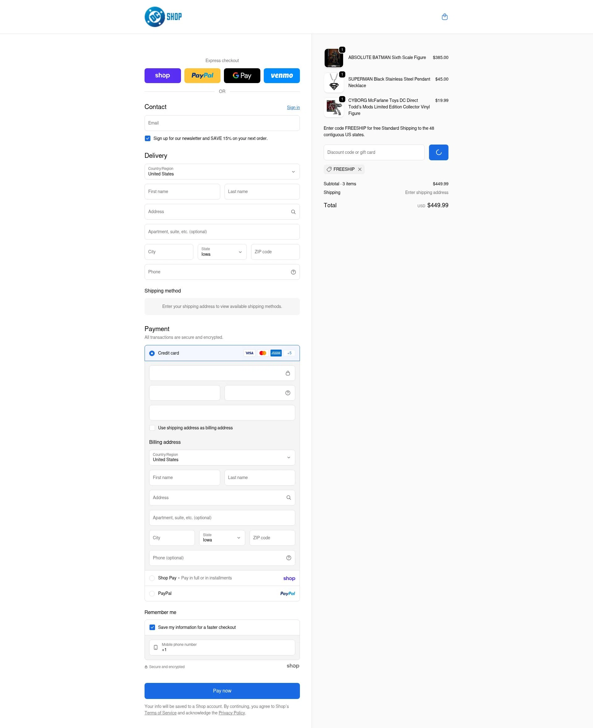 DC Shop checkout page showing DC Shop discount code box | Screenshot taken by SimplyCodes community member on Jan 25, 2026