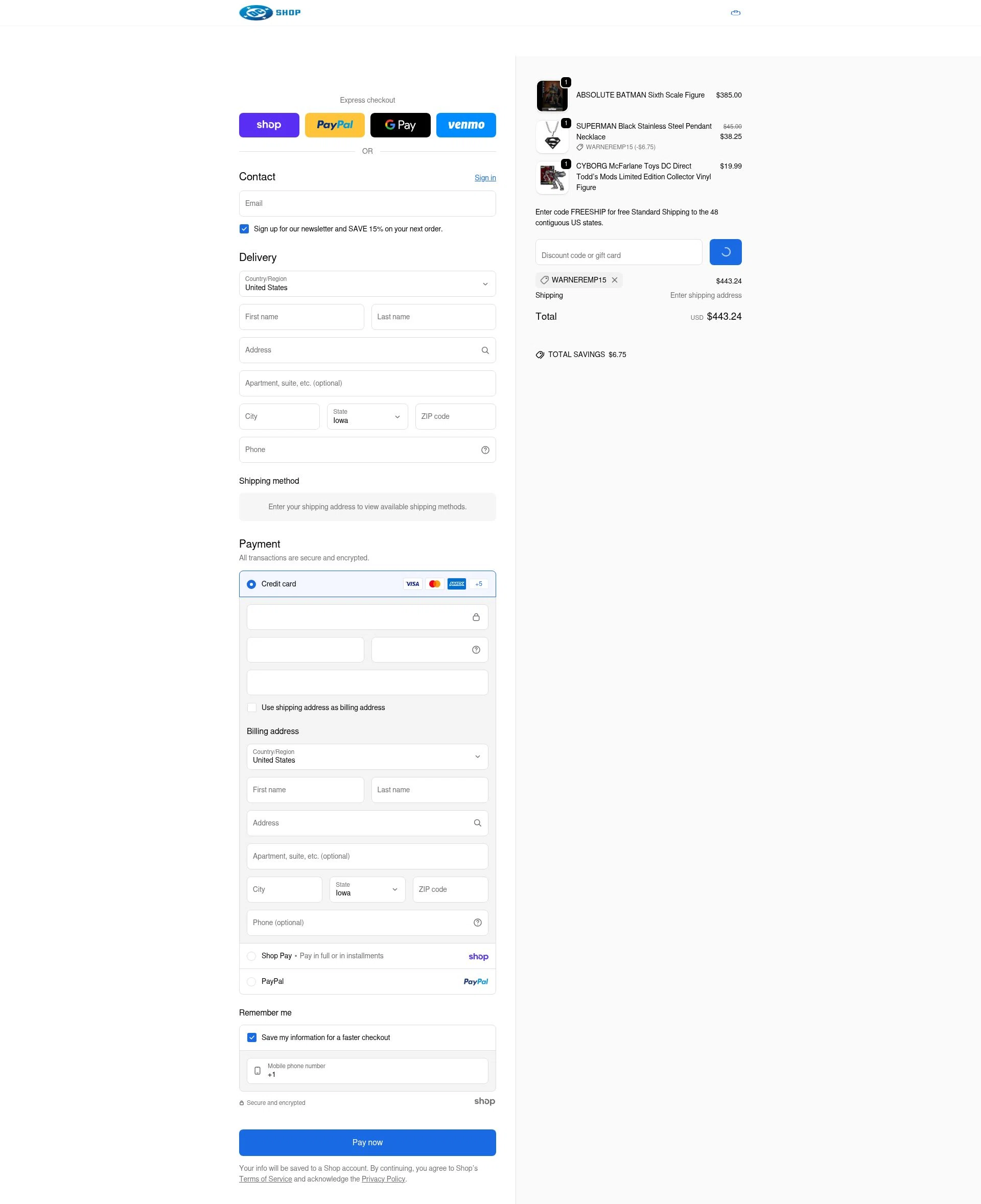 DC Shop checkout page showing DC Shop discount code box | Screenshot taken by SimplyCodes community member on Jan 25, 2026