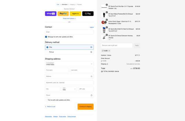 DC Sports checkout page showing DC Sports promo code box | Screenshot taken by SimplyCodes community member on Aug 5, 2025