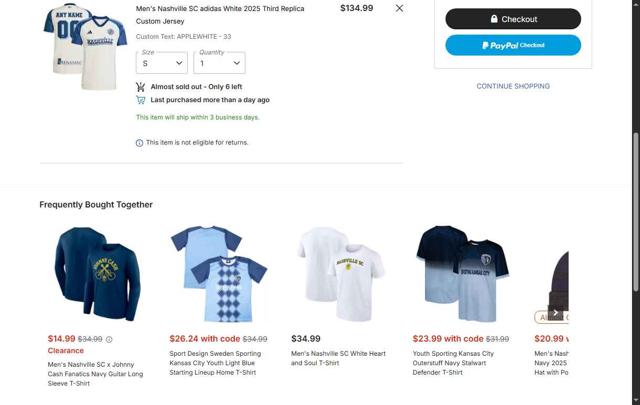 D.C. United checkout page showing D.C. United promo code box | Screenshot taken by SimplyCodes community member on Oct 4, 2025