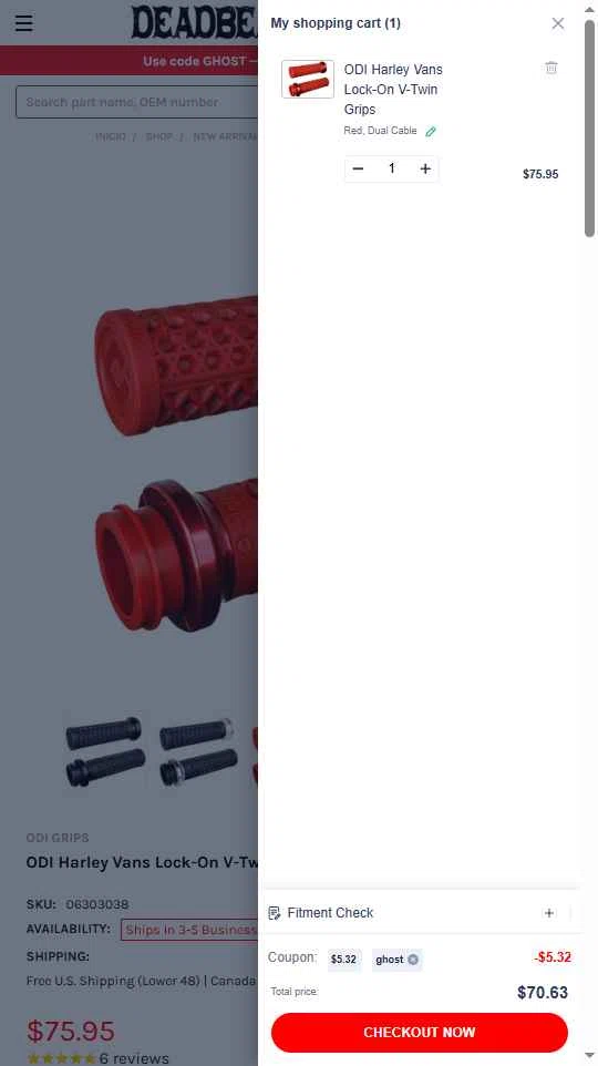 Deadbeat Customs checkout page showing Deadbeat Customs coupon code box | Screenshot taken by SimplyCodes community member on Oct 30, 2025