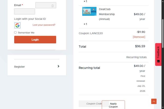DealFuel checkout page showing DealFuel coupon code box | Screenshot taken by SimplyCodes community member on Jul 23, 2025