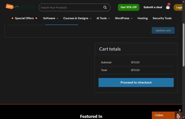 DealMirror checkout page showing DealMirror coupon code box | Screenshot taken by SimplyCodes community member on Sep 16, 2025