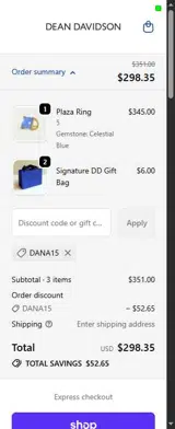Dana15 coupon verification screenshot