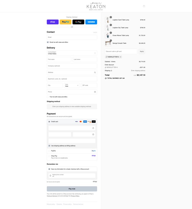 Dear Keaton checkout page showing Dear Keaton coupon code box | Screenshot taken by SimplyCodes community member on Sep 6, 2025