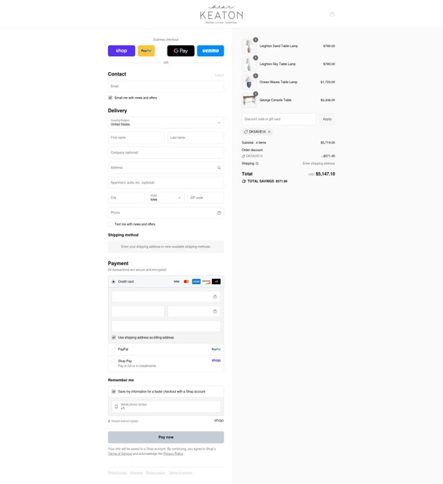 Dear Keaton checkout page showing Dear Keaton coupon code box | Screenshot taken by SimplyCodes community member on Sep 6, 2025