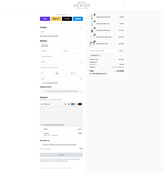 Dear Keaton checkout page showing Dear Keaton coupon code box | Screenshot taken by SimplyCodes community member on Sep 2, 2025
