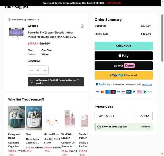 Debenhams checkout page showing Debenhams discount code box | Screenshot taken by SimplyCodes community member on Aug 28, 2025