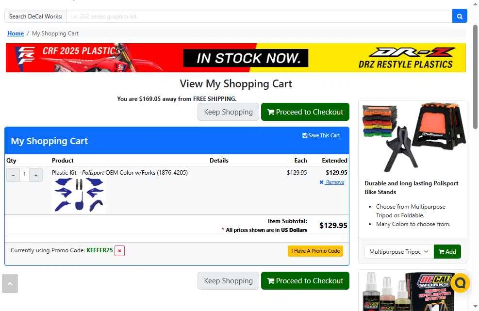 DeCal Works checkout page showing DeCal Works promo code box | Screenshot taken by SimplyCodes community member on Nov 19, 2025