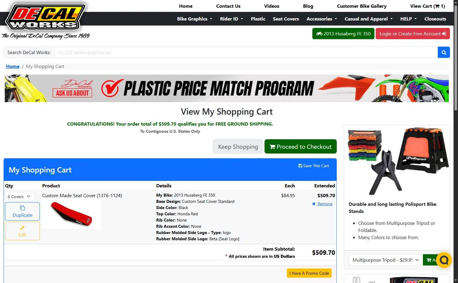DeCal Works checkout page showing DeCal Works promo code box | Screenshot taken by SimplyCodes community member on Feb 12, 2026