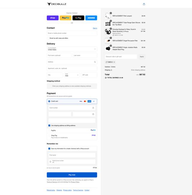 Decibullz checkout page showing Decibullz discount code box | Screenshot taken by SimplyCodes community member on Sep 14, 2025