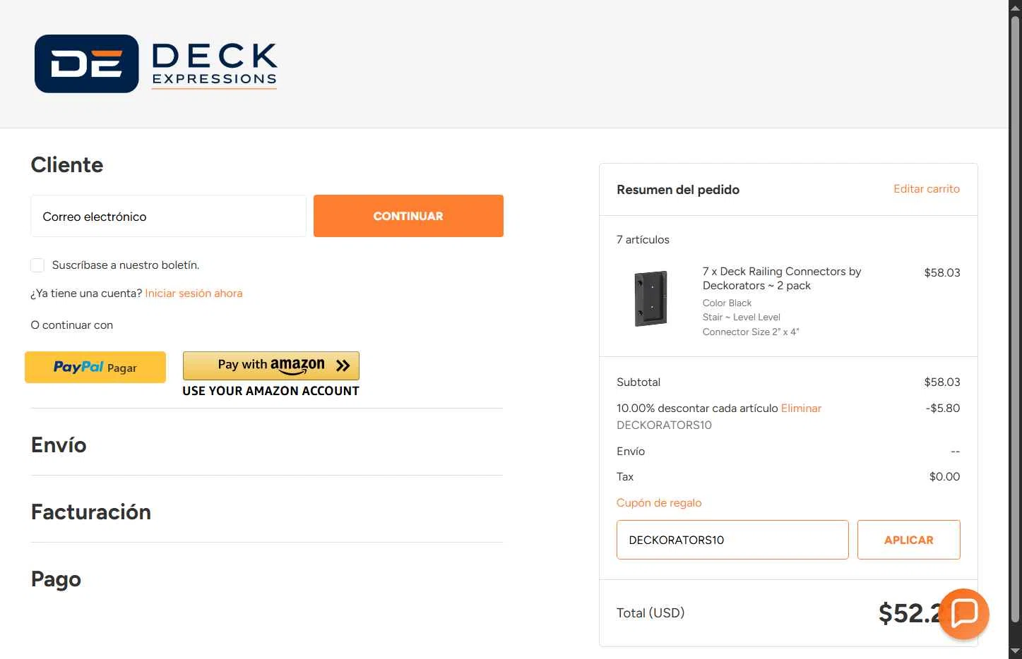 Deck Expressions checkout page showing Deck Expressions coupon code box | Screenshot taken by SimplyCodes community member on Oct 15, 2025