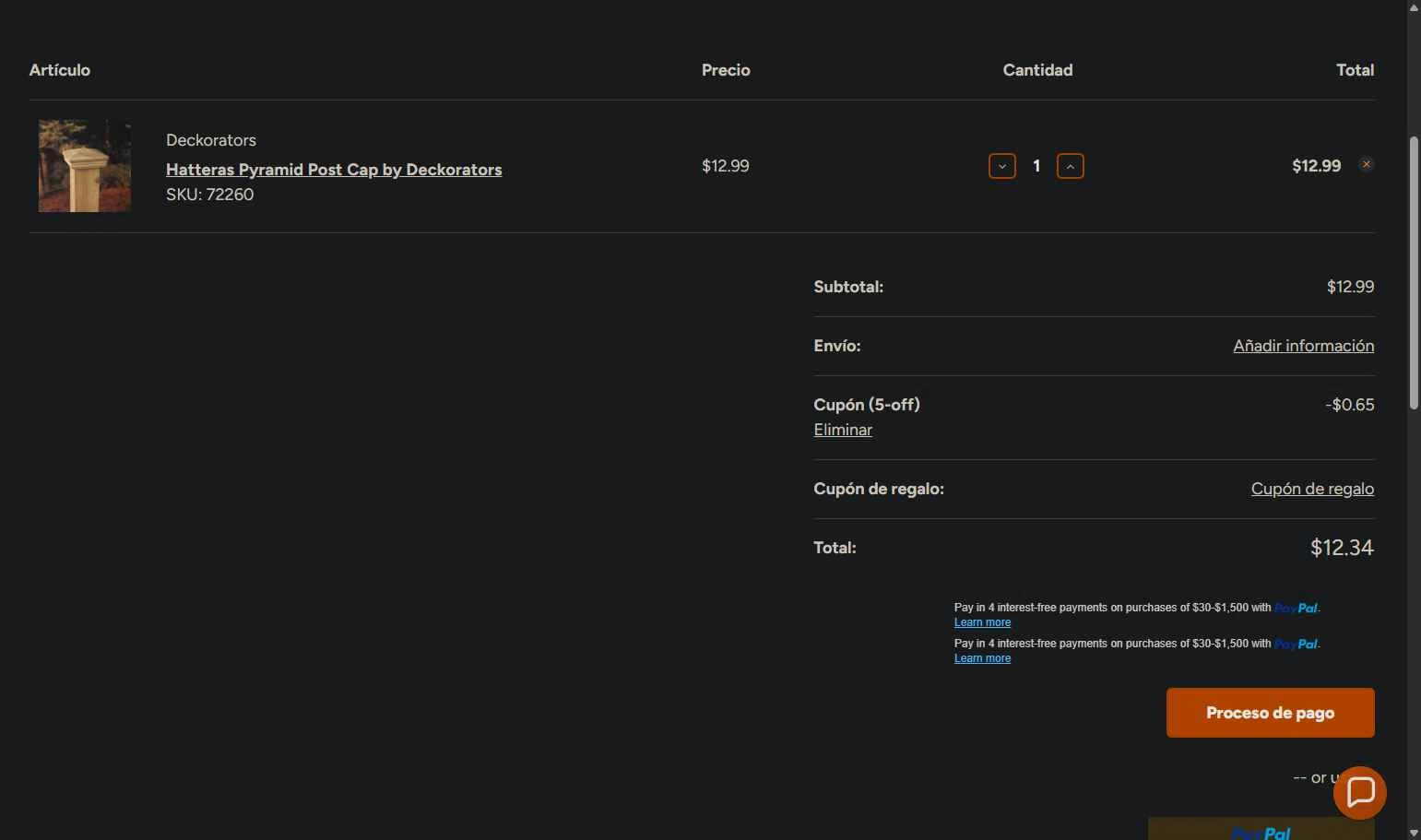 Deck Expressions checkout page showing Deck Expressions coupon code box | Screenshot taken by SimplyCodes community member on Dec 13, 2025